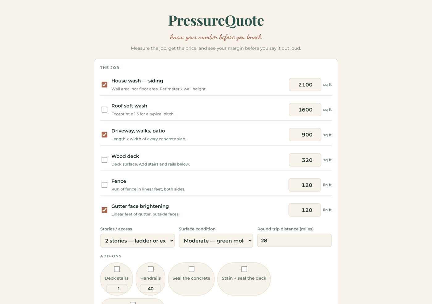 PressureQuote on screen